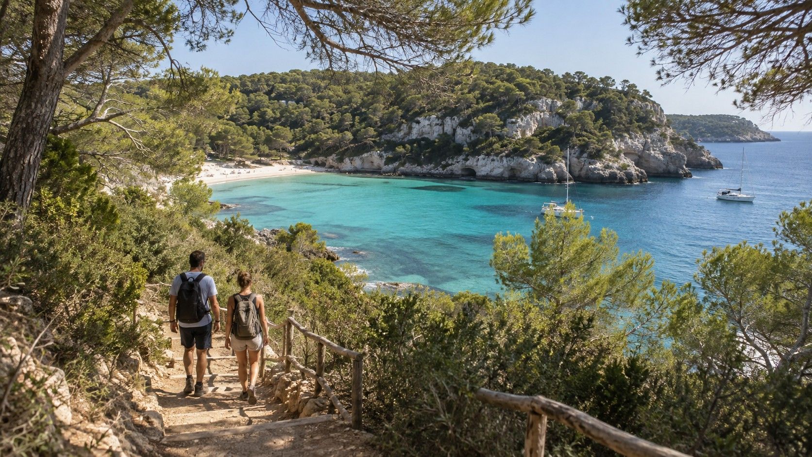 Bucht auf Menorca mit hellem Wasser